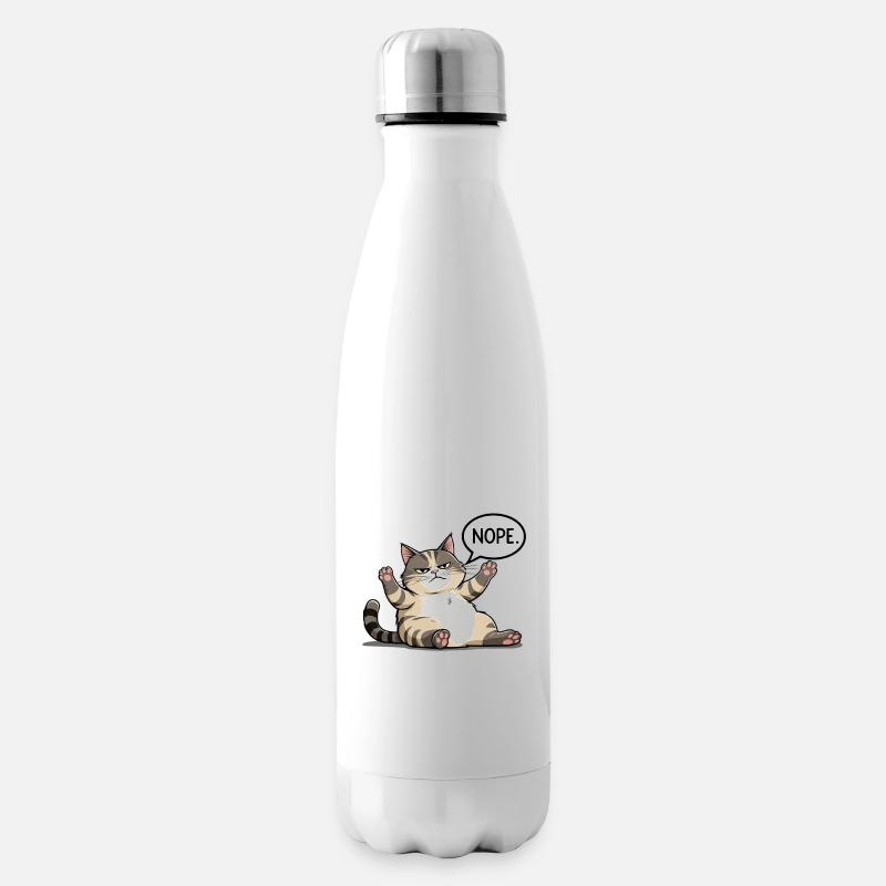 Genervte Katze sagt „NOPE“ – Kein Bock-Modus - Isolierflasche - Weiß