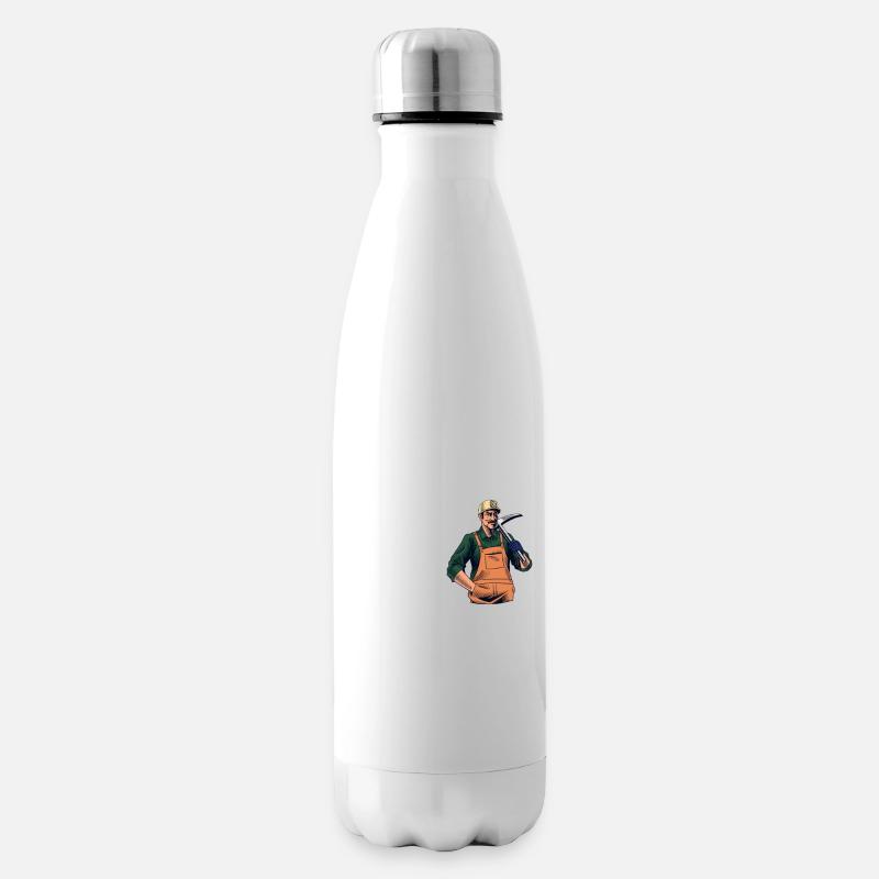 Wer anderen eine Grube gräbt - Lustiges Bau Spruch - Isolierflasche - Weiß