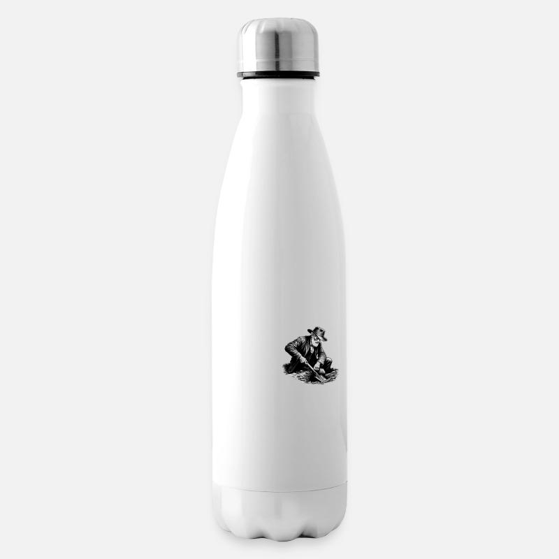 Wer anderen eine Grube gräbt - Lustiges Bau Spruch - Isolierflasche - Weiß