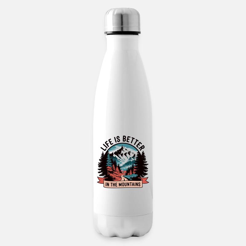La vie est meilleure à la montagne - Bouteille isotherme - blanc