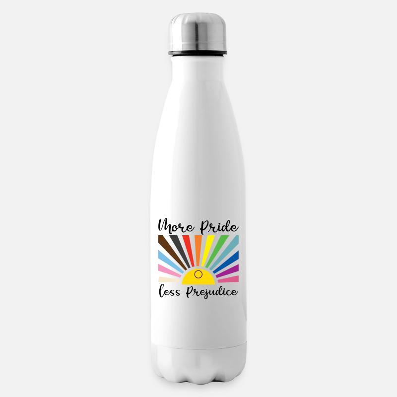 More pride, less prejudice – rainbow - Insulated Water Bottle - white