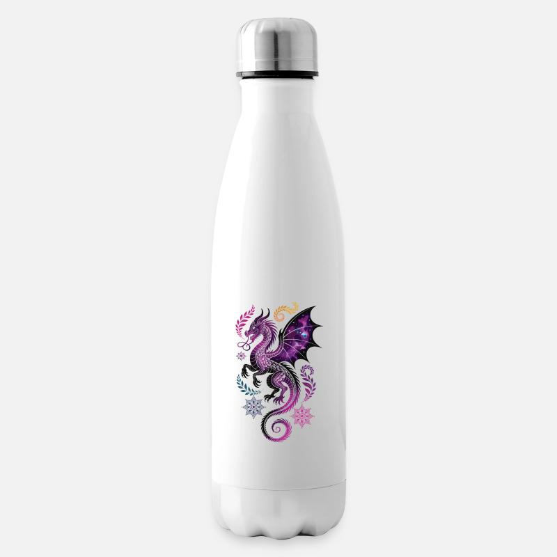 Kosmischer Drache mit Ornamenten - Isolierflasche - Weiß
