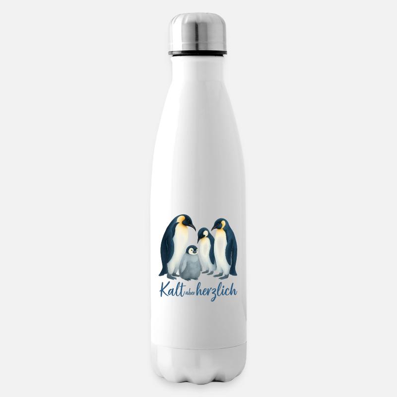 Blaue Winterpinguine - Isolierflasche - Weiß