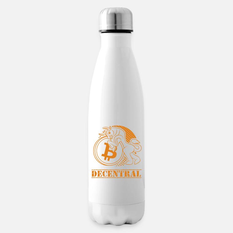 Decentral – Klassisches Bitcoin Design - Isolierflasche - Weiß