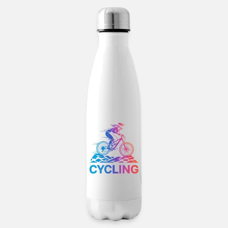 Steigungsradfahrer auf rauem Trail - Isolierflasche - Weiß