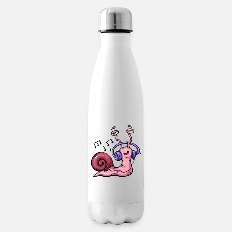 Schnecke hört Musik mit Kopfhörern - Isolierflasche - Weiß