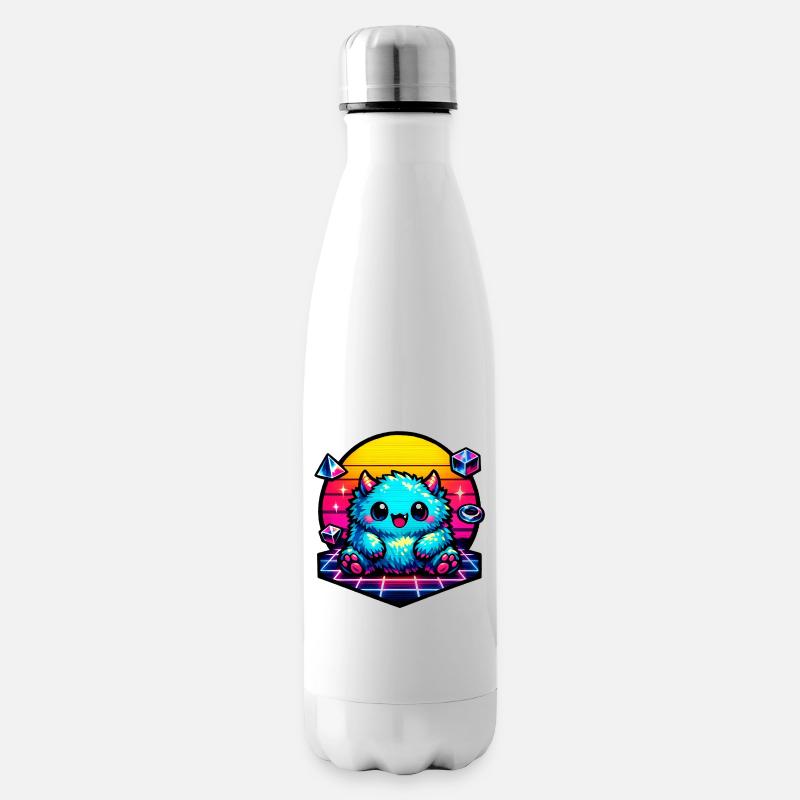 Neon-Puschelmonster - Isolierflasche - Weiß