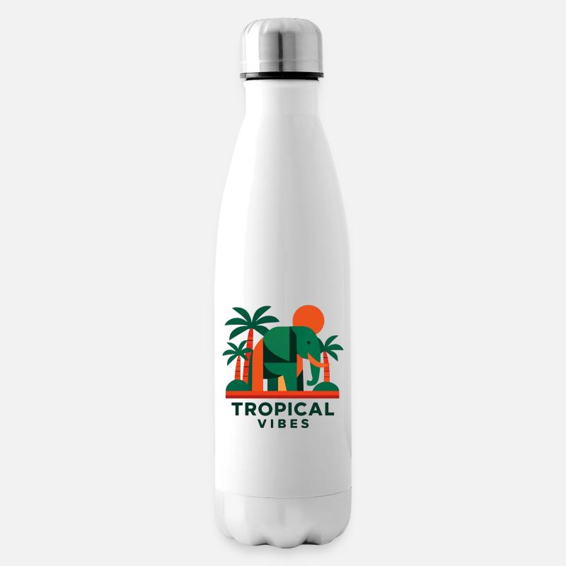 Tropical Elephant - Insulated Water Bottle - white