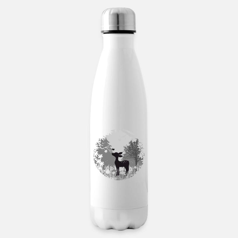 Rehkitz mit Schmetterling - Isolierflasche - Weiß