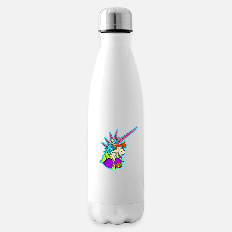 Neon-Einhorn Retro-Rocker - Isolierflasche - Weiß