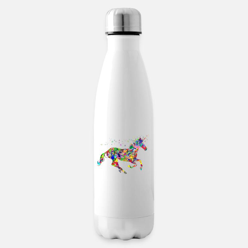 Einhorn Farbkleckse Geschenk Geschenkidee - Isolierflasche - Weiß