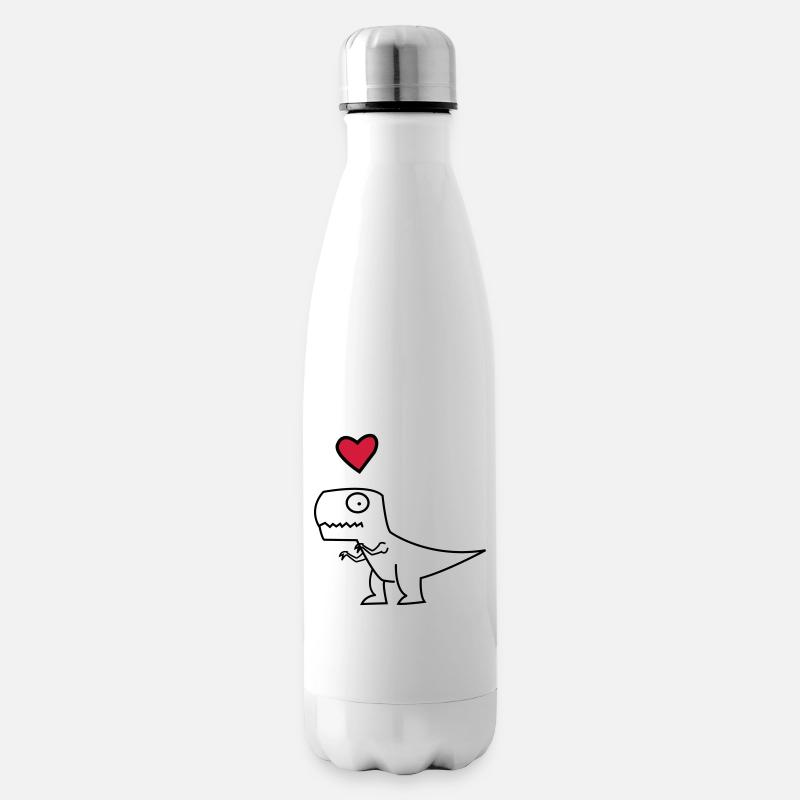 Dino Herz auf Schwarz - Isolierflasche - Weiß