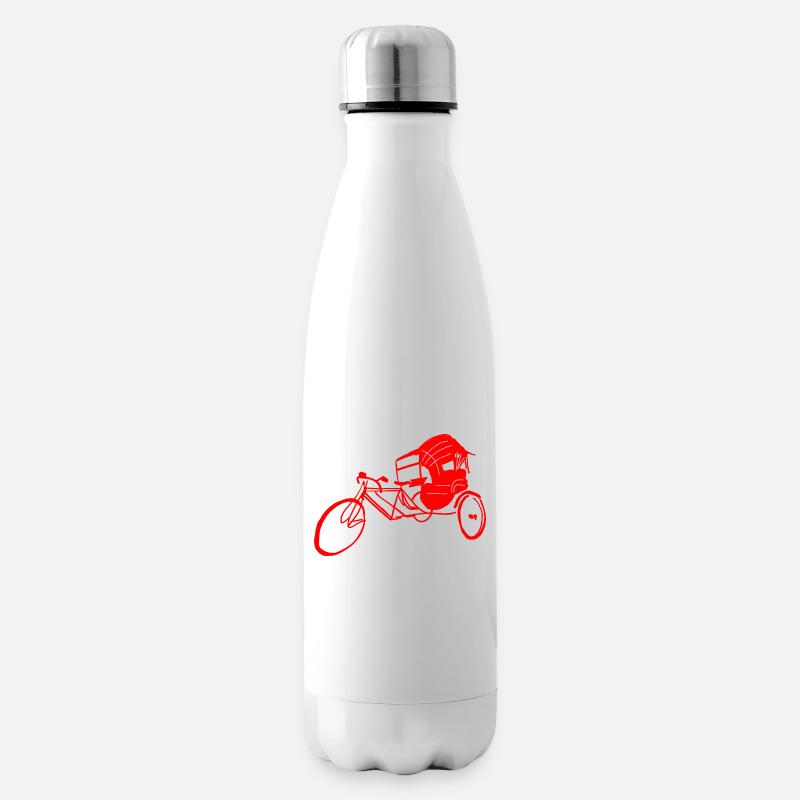 Rikscha in rot - Isolierflasche - Weiß