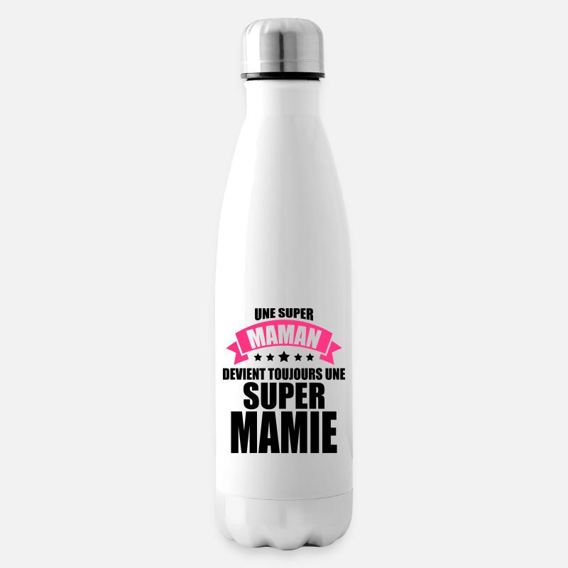 une super maman devient toujours une super mamie - Bouteille isotherme - blanc