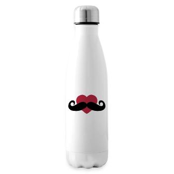 heart moustache / love moustache - Bouteille isotherme - blanc - Droite