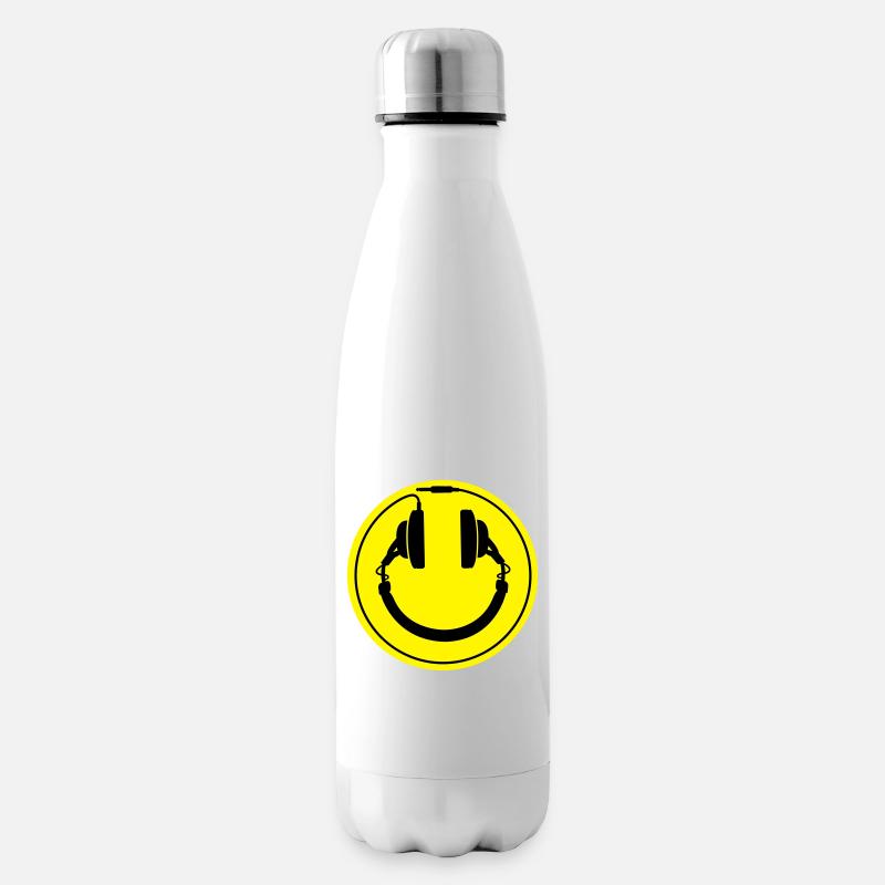 écouteurs smiley - Bouteille isotherme - blanc