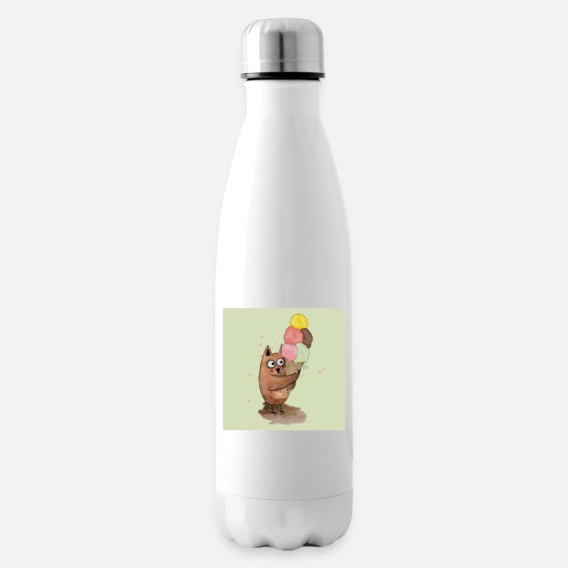 Eule mit riesigem Eis Poster - Isolierflasche - Weiß