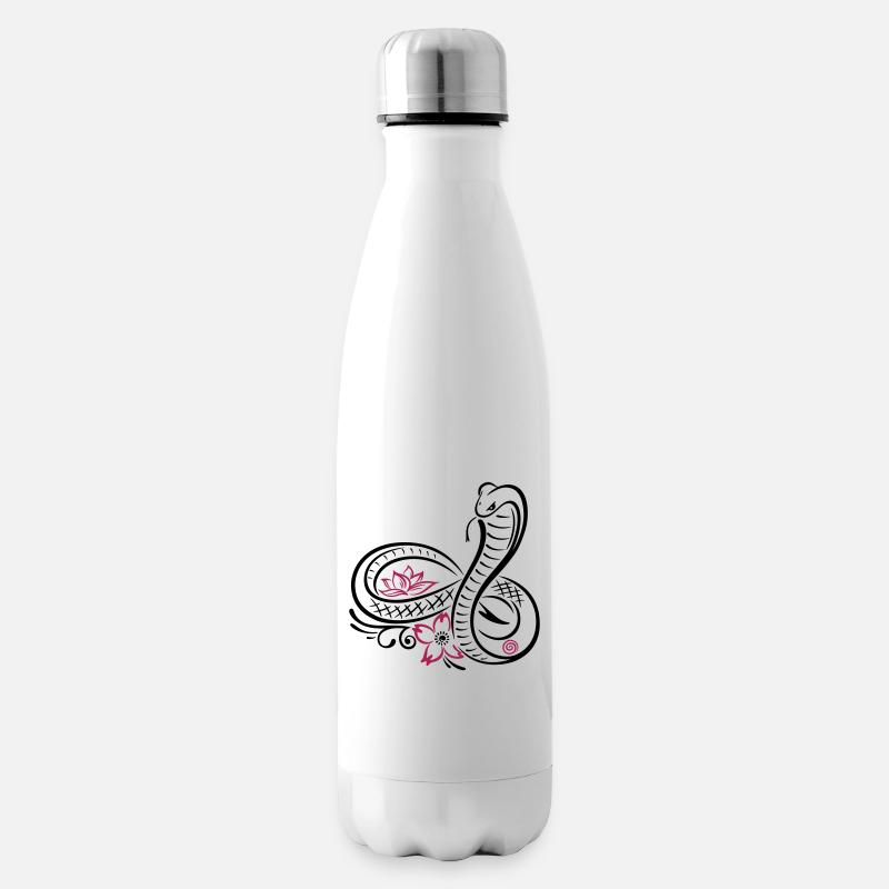 Schlange, Kobra mit infinity und Lotus - Isolierflasche - Weiß