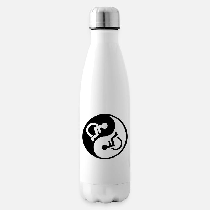 Rollstuhl Yin und Yang Symbol Bild # - Isolierflasche - Weiß