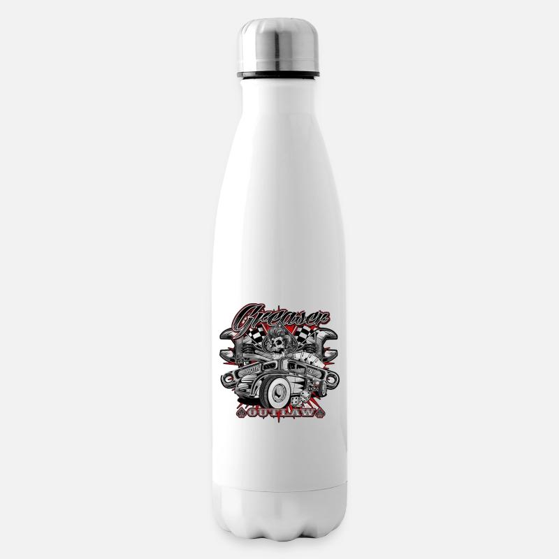 Hot rod Garage - Isolierflasche - Weiß