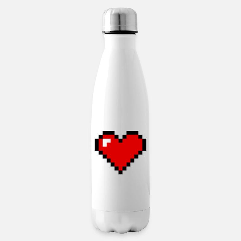 pixel heart - Insulated Water Bottle - white