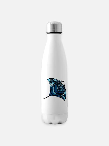 Bunter Rochen - Isolierflasche - Weiß