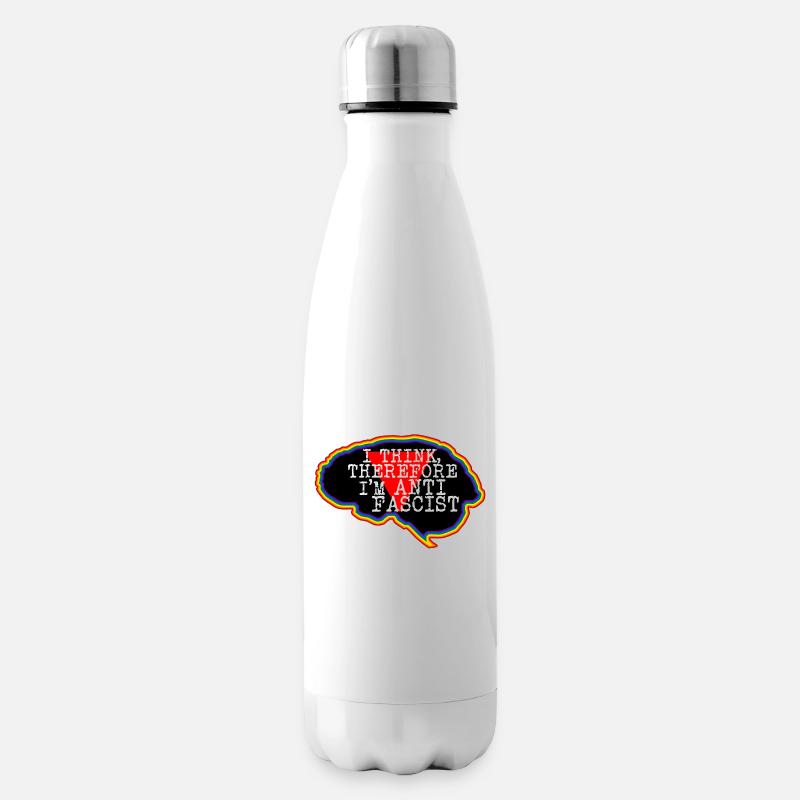 Gehirn. Ich denke, deshalb bin ich ein Antifaschist - Isolierflasche - Weiß