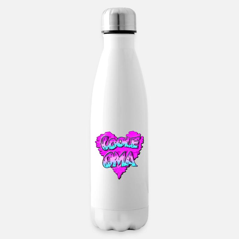 Coole Oma - Graffiti- mit Herz - Pink - Isolierflasche - Weiß