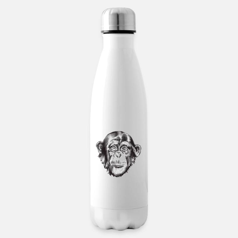 Schimpansen Porträt Graustufen - Isolierflasche - Weiß