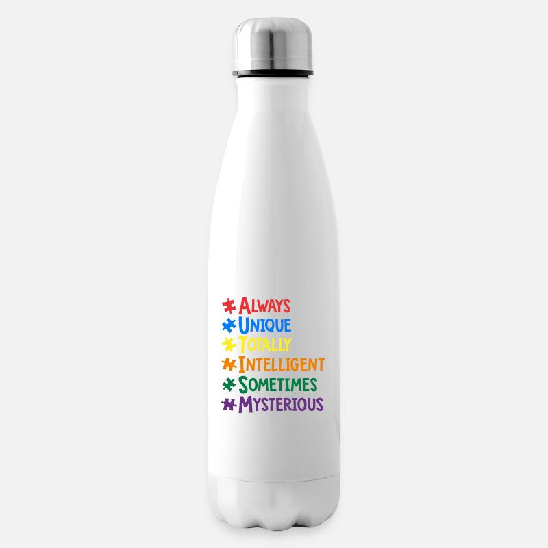 AUTISMUS Bewusstsein Bunte Wörter Typografie - Isolierflasche - Weiß