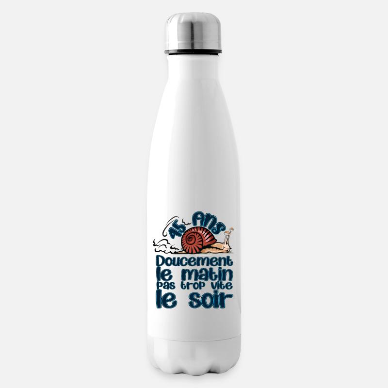 45 ans anniversaire escargot doucement matin vite - Bouteille isotherme - blanc
