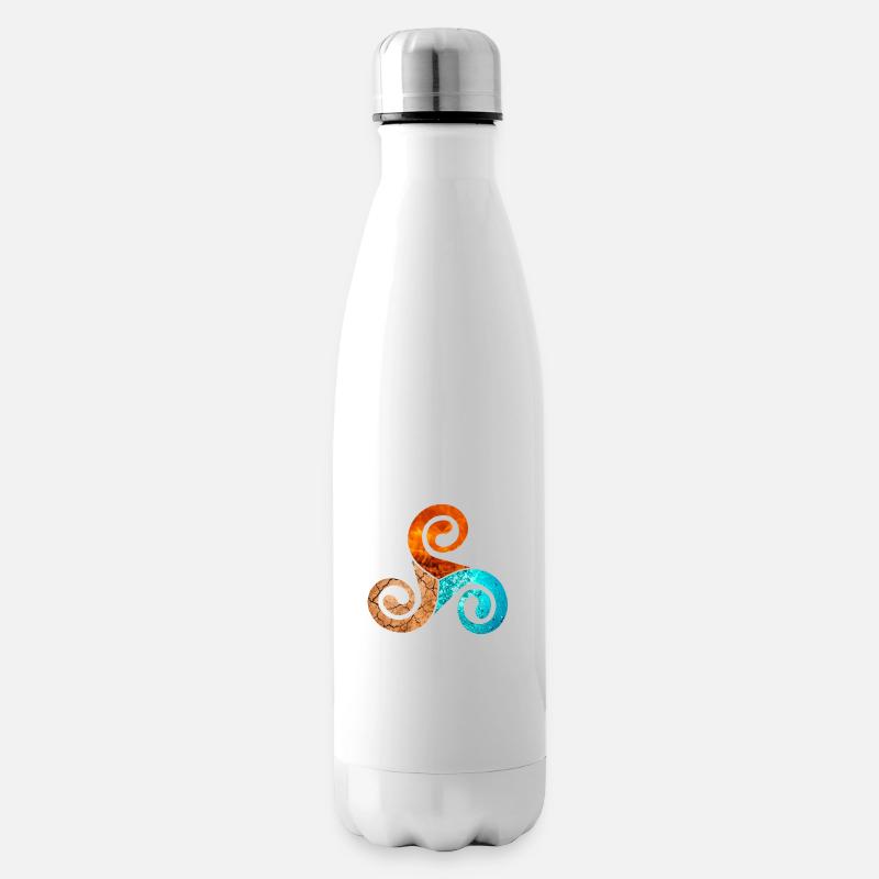 Symbole celtique 3 éléments, feu, eau et terre - Bouteille isotherme - blanc