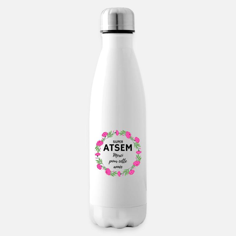 Super Atsem Merci pour cette année fleurs rose - Bouteille isotherme - blanc