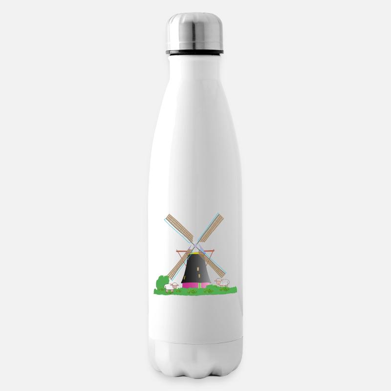 Moulin à vent avec des moutons - Bouteille isotherme - blanc