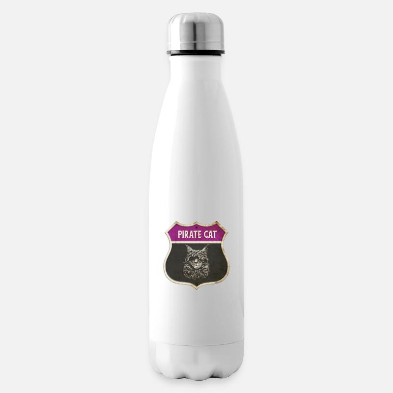 Motif écusson pirate de chat - Bouteille isotherme - blanc
