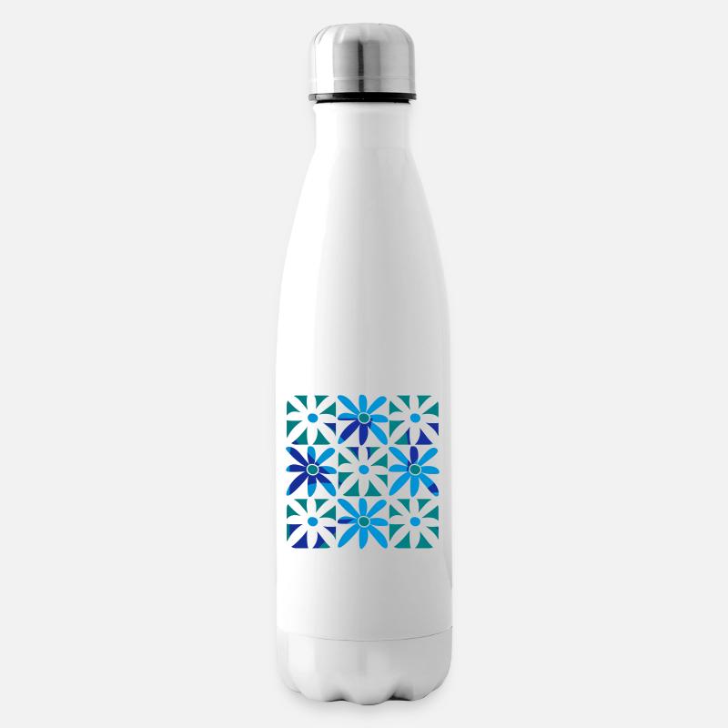 Blumen mit positiver Ausstrahlung, neun im Quadrat - Isolierflasche - Weiß