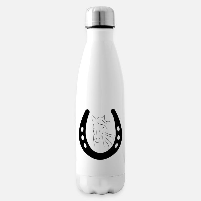 Pferd mit Hufeisen - Isolierflasche - Weiß