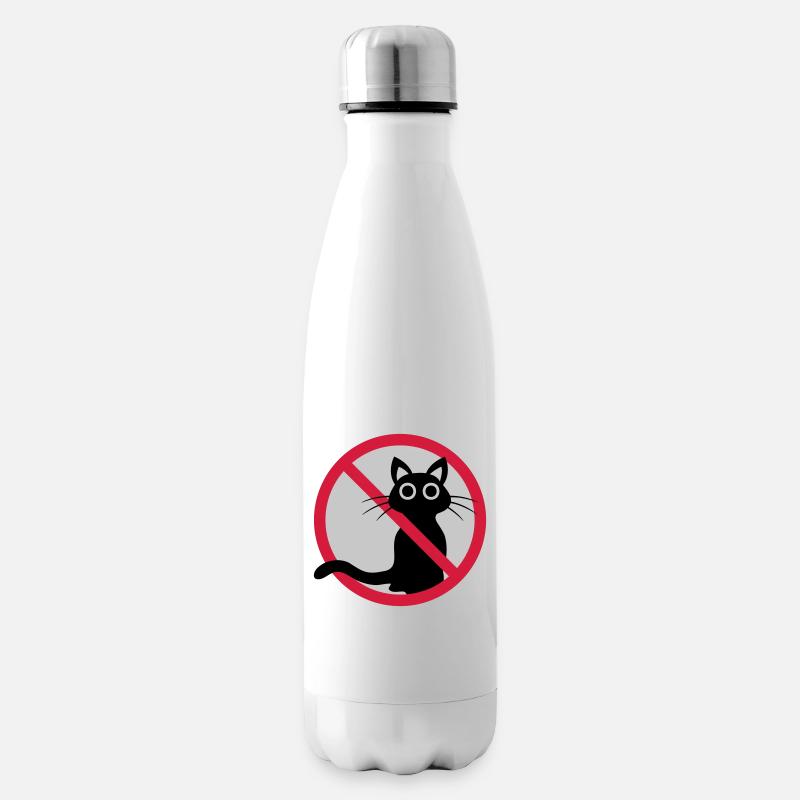 Katze verboten Schild - Isolierflasche - Weiß