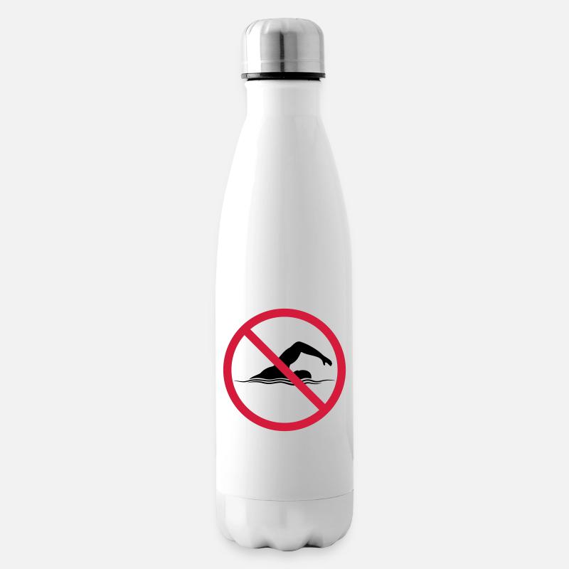 Verboten Schild Schwimmen - Isolierflasche - Weiß