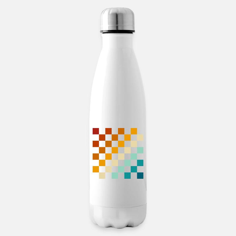 Retro-Schachbrett - Isolierflasche - Weiß
