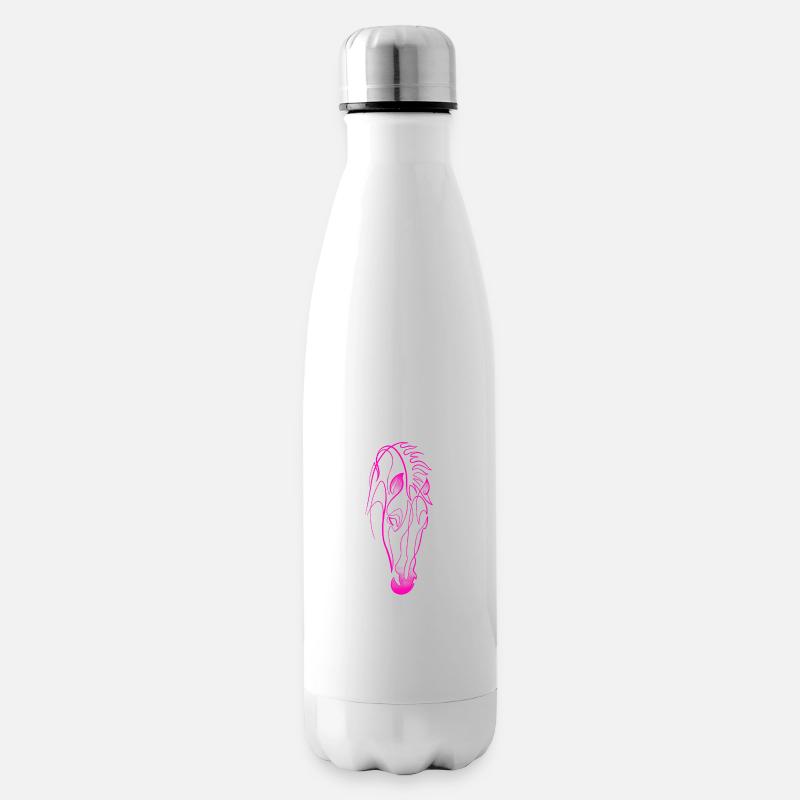 Cheval rose single line & dotwork - Bouteille isotherme - blanc