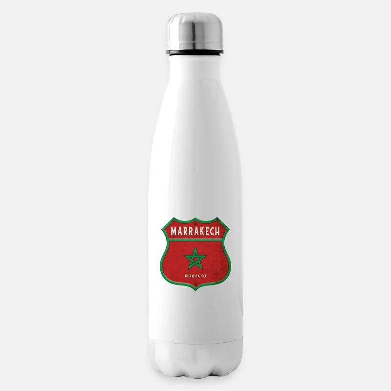 Marrakech Maroc Armoiries Drapeaux Design - Bouteille isotherme - blanc