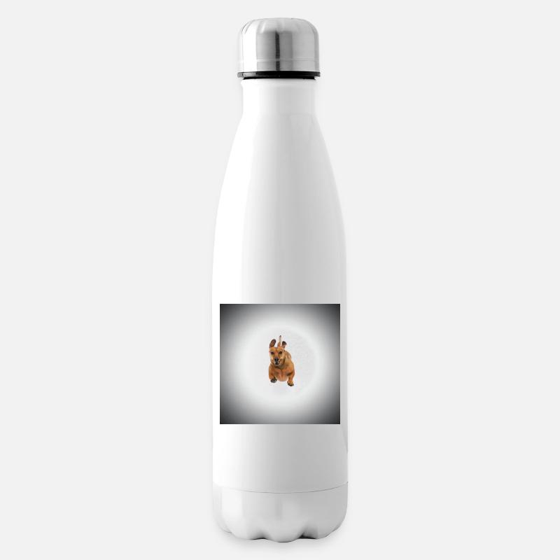 Brauner Dackel - Isolierflasche - Weiß