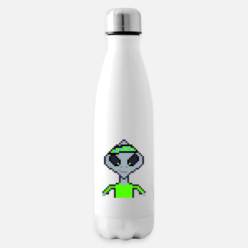 Pixel Alien "Green Karate" - Isolierflasche - Weiß