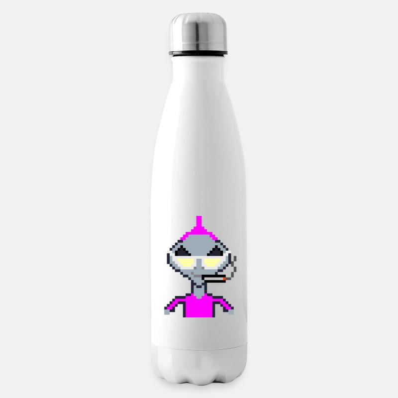 Pixel Alien "Violet Iro" - Insulated Water Bottle - white