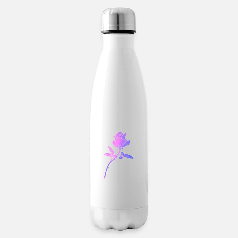Silhouette de rose fleur coloré - Bouteille isotherme - blanc