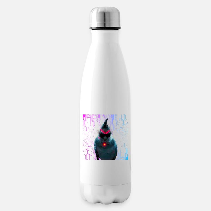 Cyber Nymphensittich Neon Bloom - Isolierflasche - Weiß