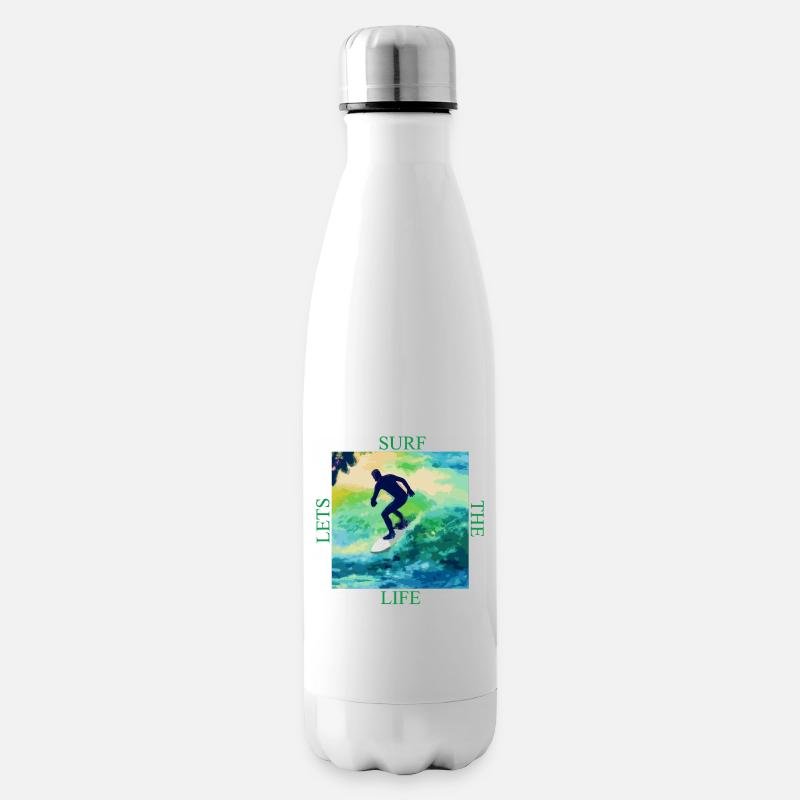 Surfer auf Farbwellen - Isolierflasche - Weiß
