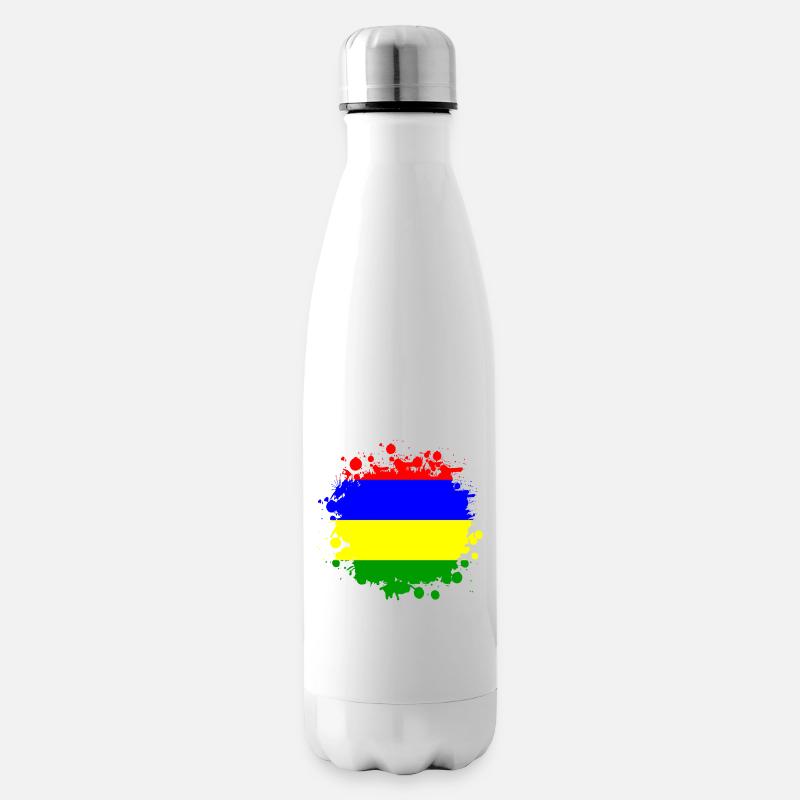 Mauritius Klecks Flaggen Design - Isolierflasche - Weiß
