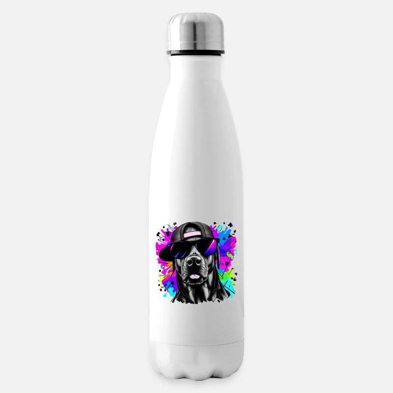 Labrador in Graffiti-Optik mit Sonnenbrille - Isolierflasche - Weiß